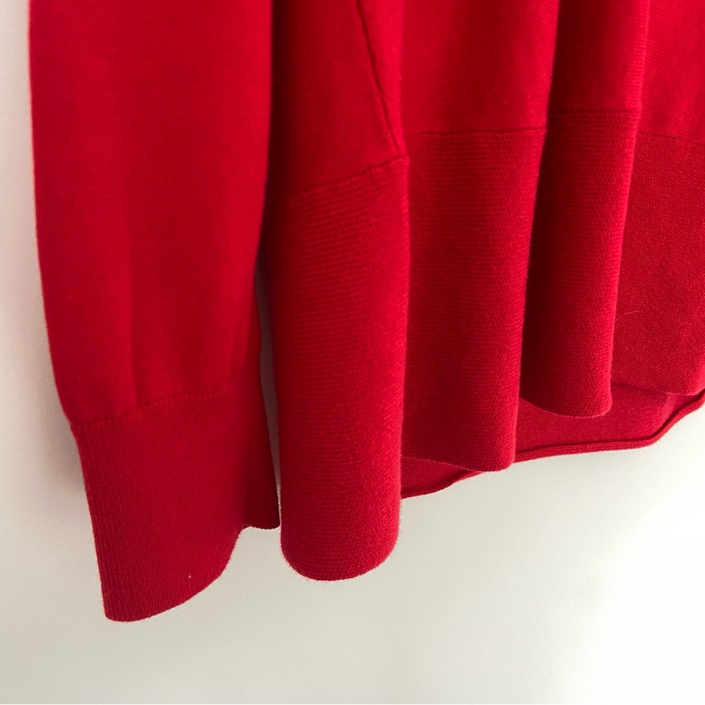 REPEAT BRIGHT RED V-NECK COTTON VISCOSE SWEATER WITH RIBBED CUFF & HEM, 42/L - Picture 4 of 10